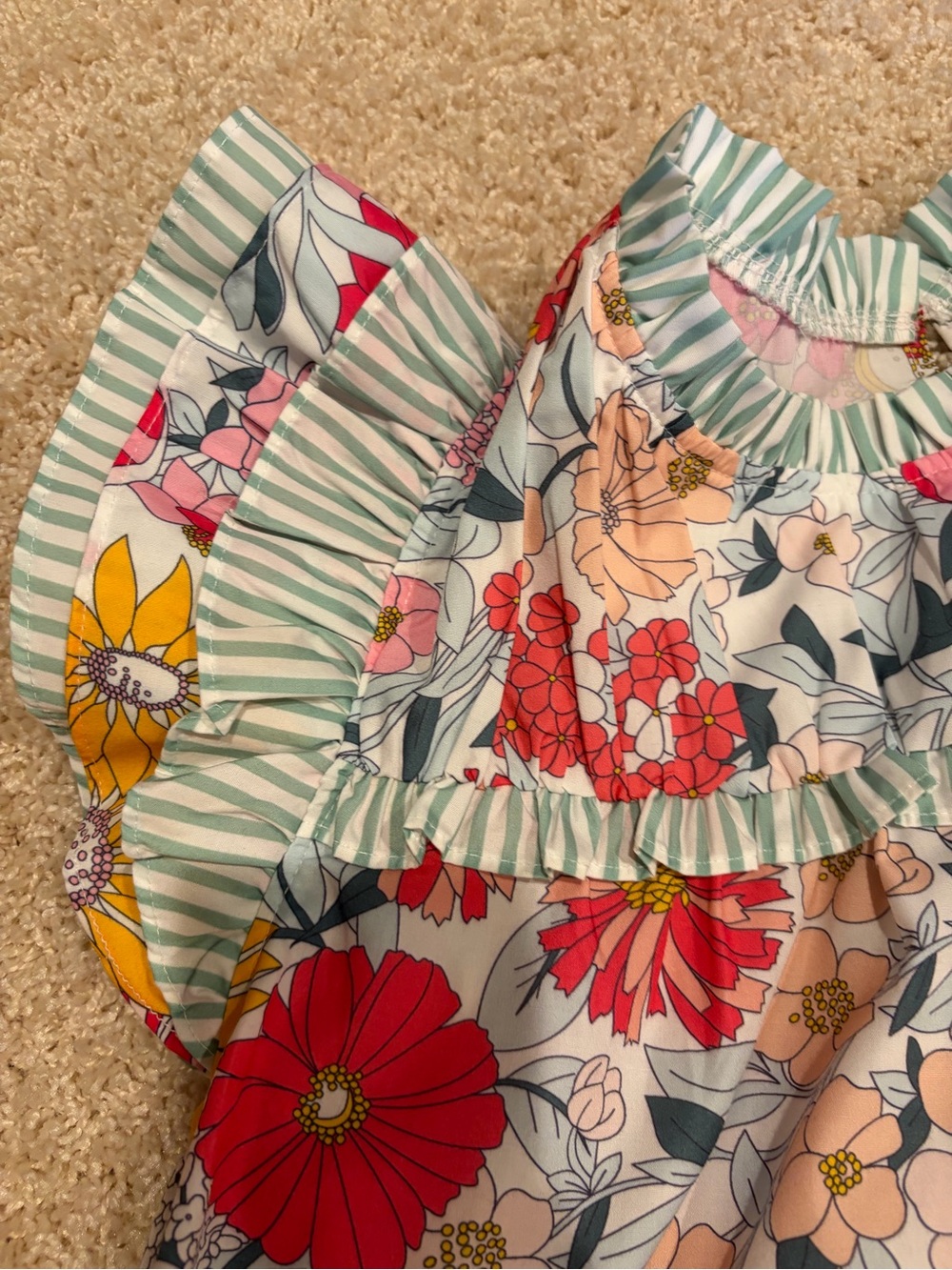 Women’s Floral Ruffle Top - Pink Multi - Picture 2 of 3